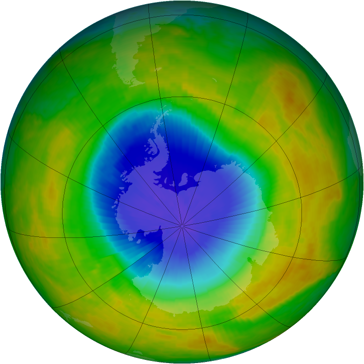 Antarctic ozone map for 21 October 2002